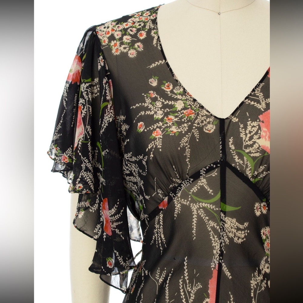 Anthropologie Black Floral Midi Dress - Picture 4 of 11